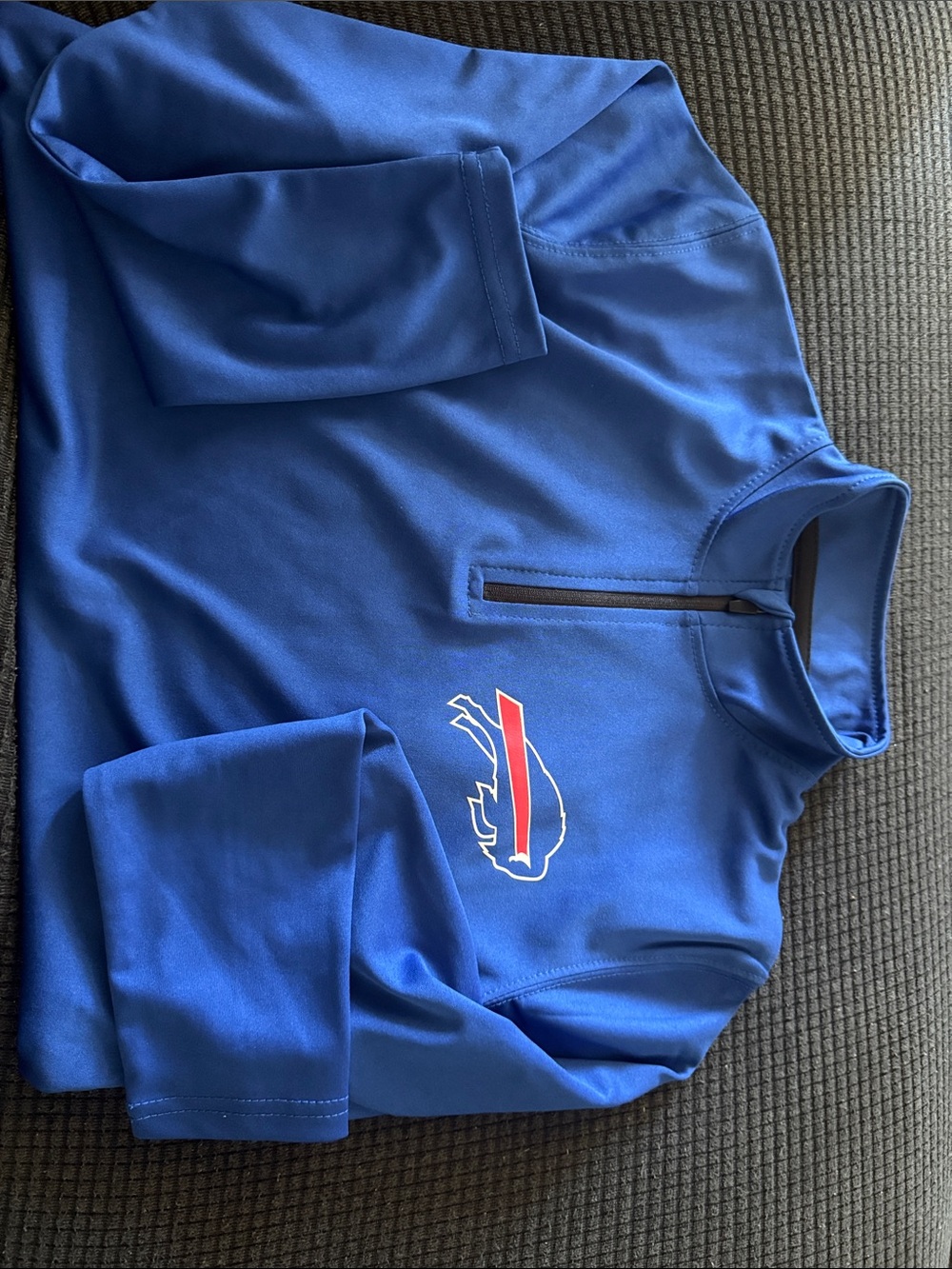 Youth Royal Blue Quarter-Zip Pullover dri fit  material with Team Buffalo Logo